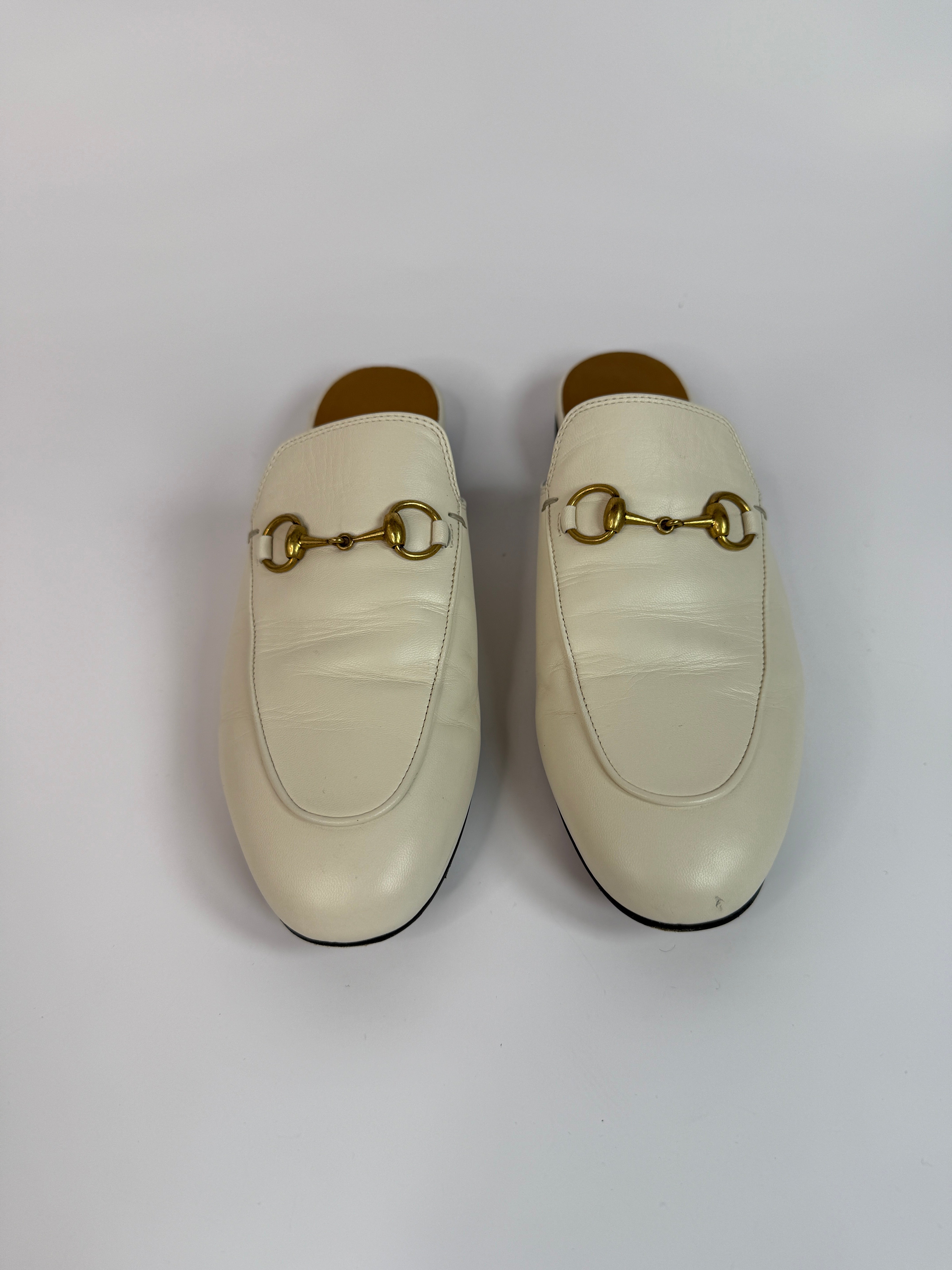 Gucci Princetown Mules In Ivory Leather (Size 37.5/UK4.5)