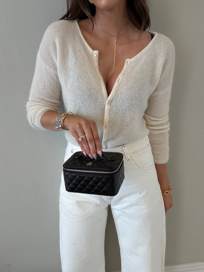 Chanel Vanity Case In Black Caviar Leather With GHW