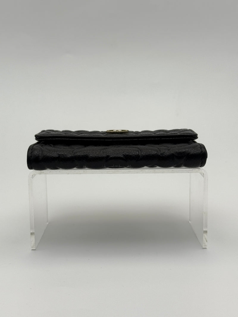 Chanel Classic Black Caviar Camelia Coin Wallet