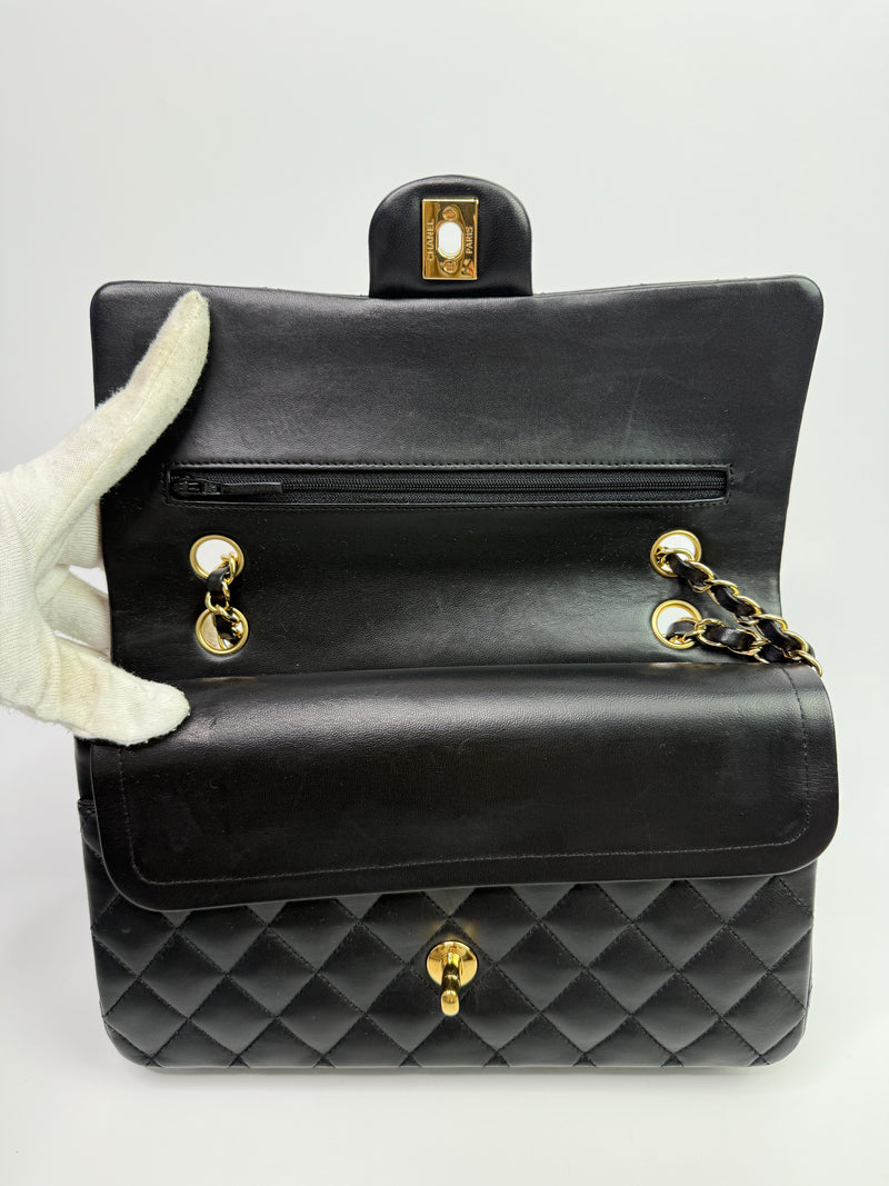 Chanel Medium Classic Double Flap Black Lambskin With GHW
