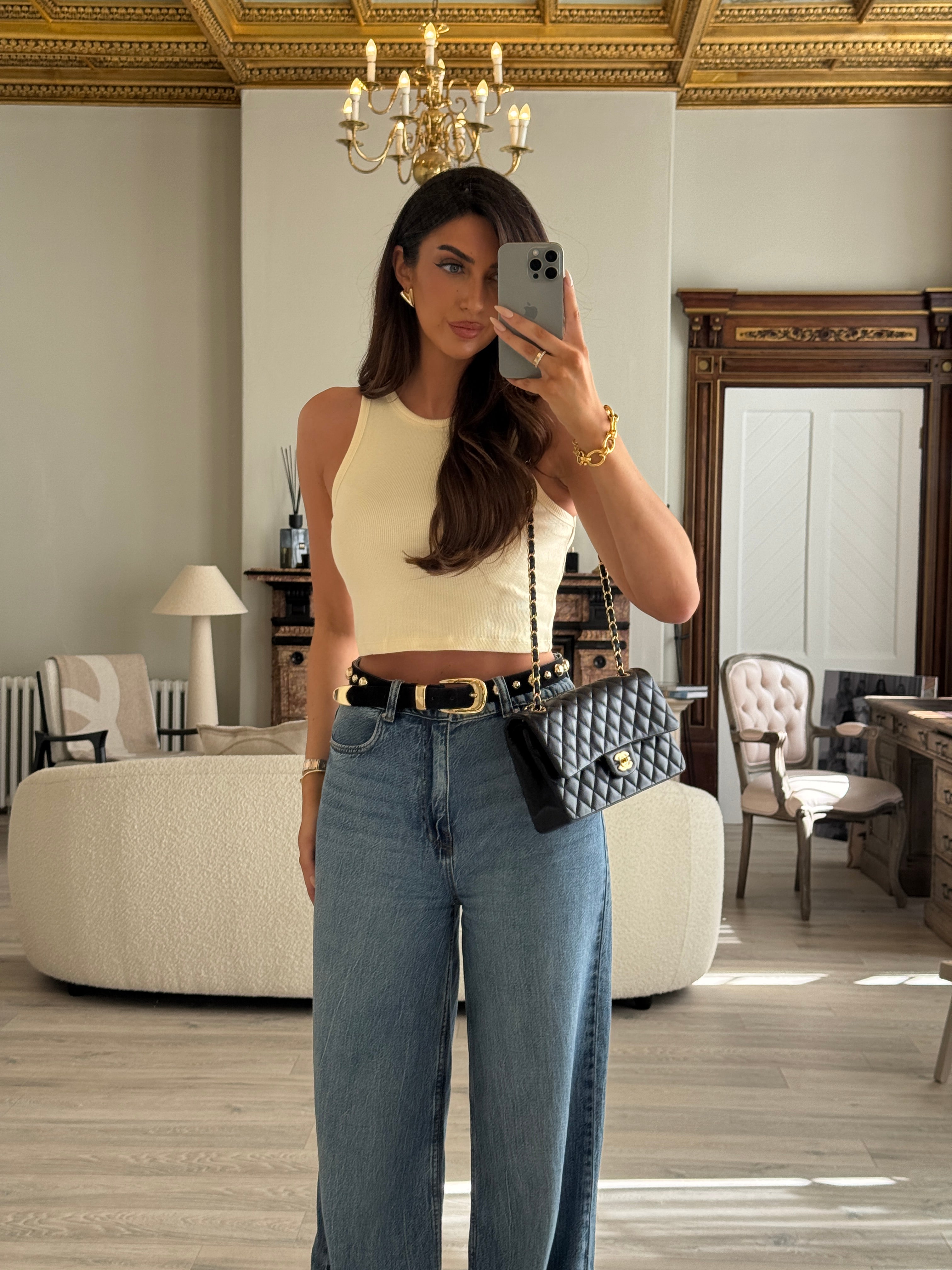 Chanel Medium Classic Double Flap Black Lambskin With GHW