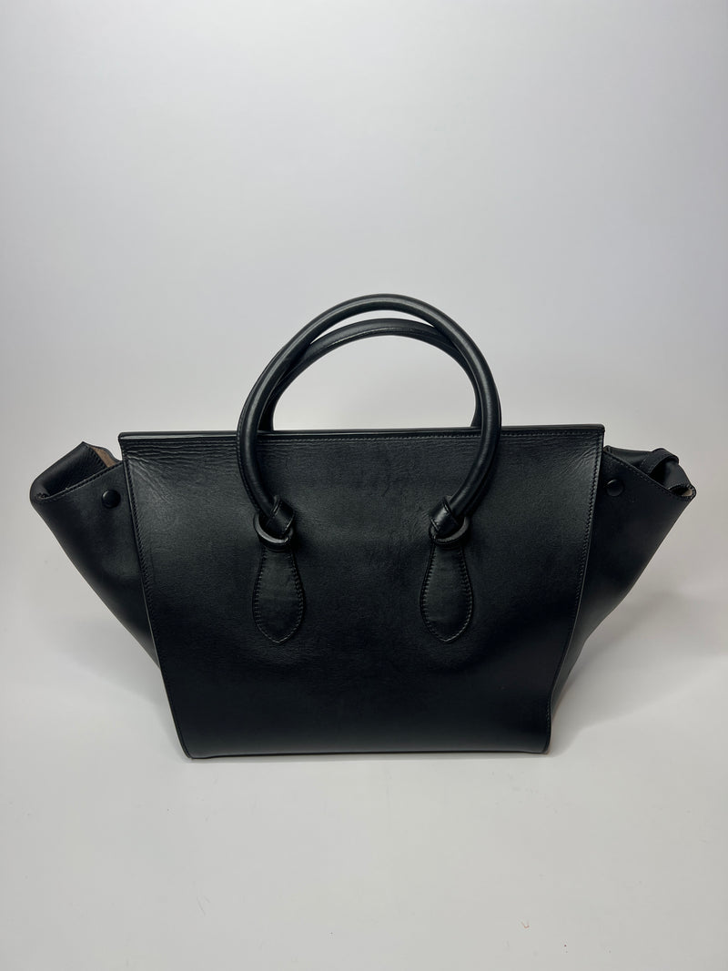 Celine Large Tie Bag In Black Leather