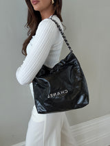 Chanel 22 Handbag In Black Calfskin Leather With SHW