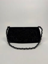 Chanel Satin Crystal Camellia Evening Bag