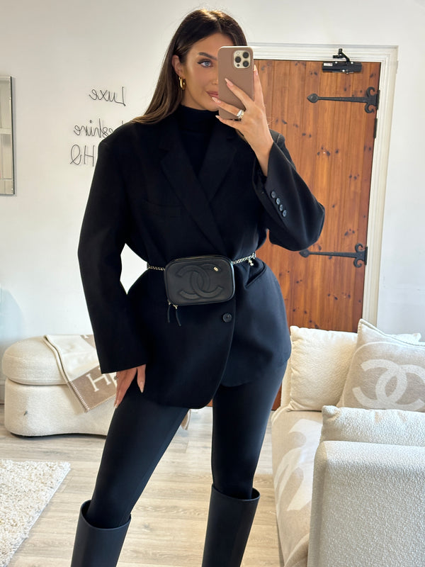 Chanel CC Mania Belt Bag In Black Lambskin Leather