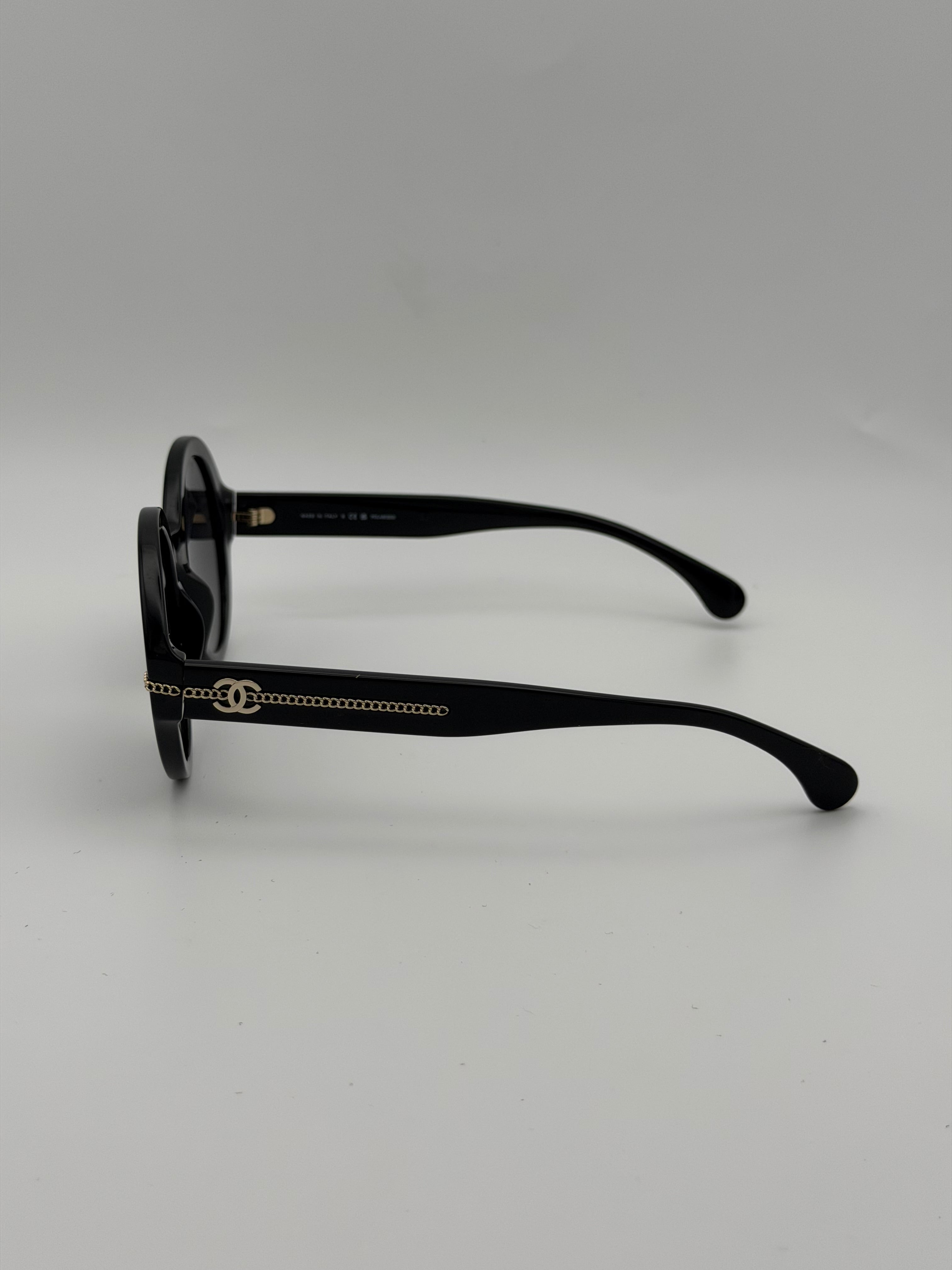 Chanel Sunglasses In Black With Pale Gold Hardware. Authentic and preloved in excellent condition