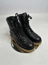 Chanel 20B Black Quilted CC  Combat Boots (Size 37.5 /UK 4.5)