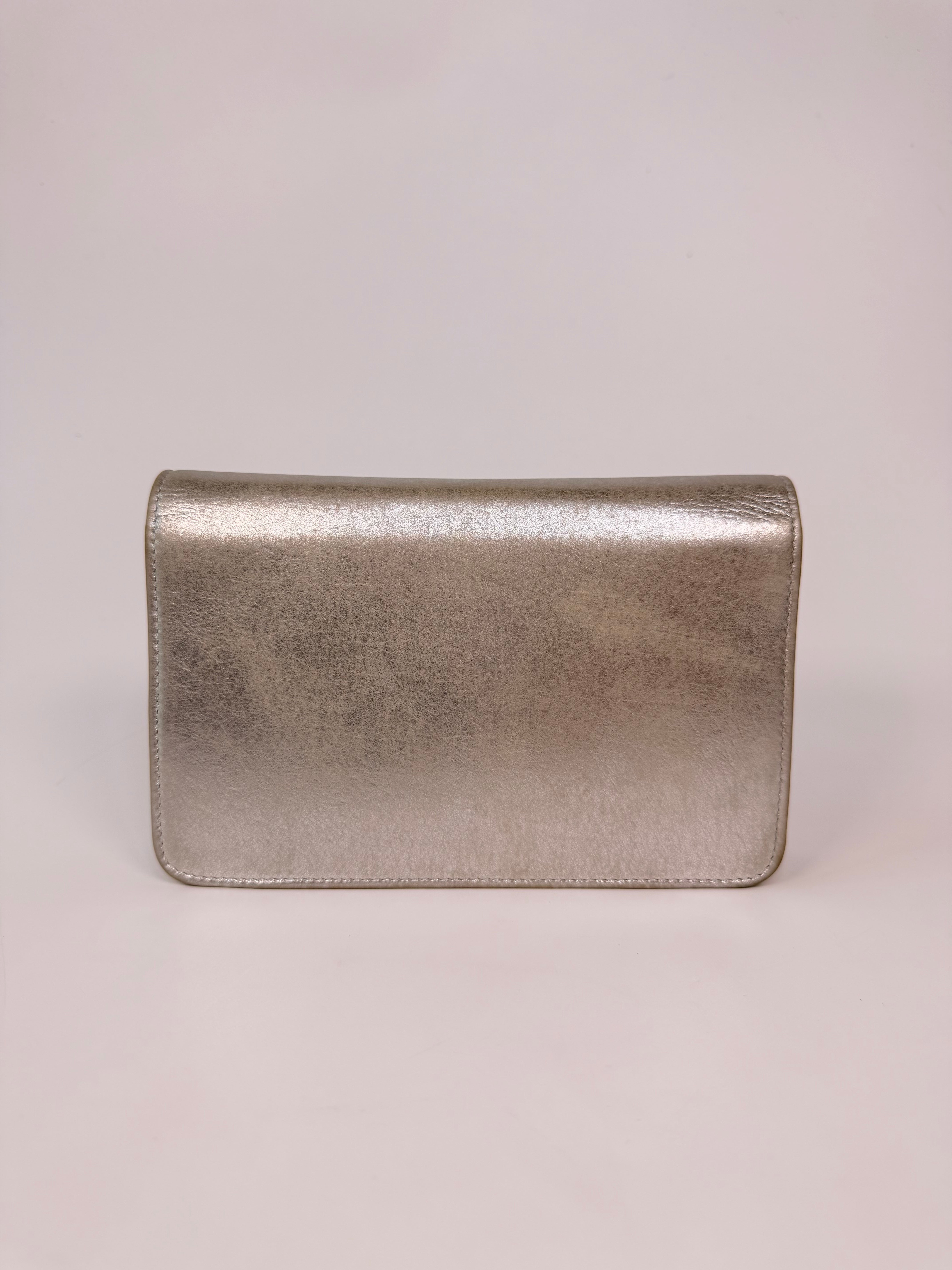 Chanel Filigree Limited Edition Wallet On Chain In Silver With Silver Hardware