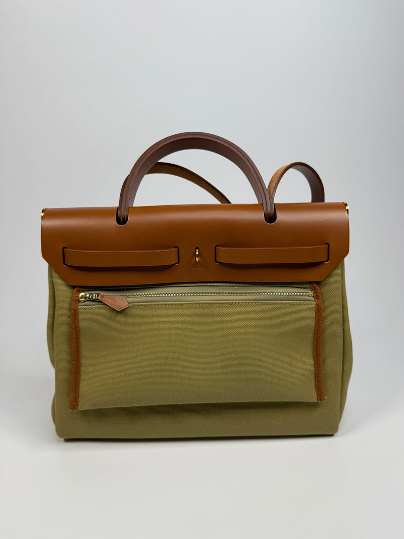 Hermès Herbag 31 Zip Retourne Poussiere / Fauve With GHW