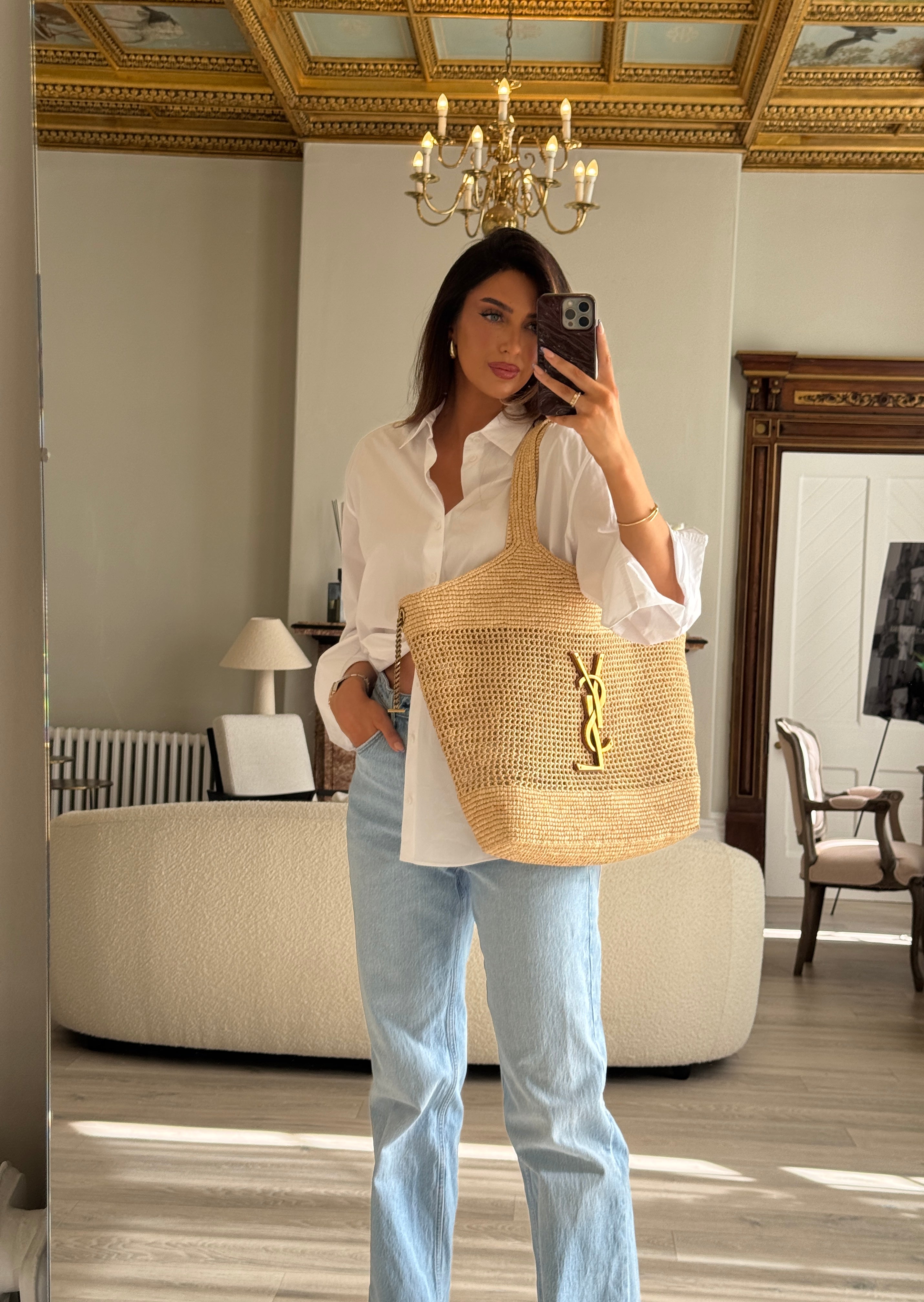 Saint Laurent ICare Raffia Maxi Bag