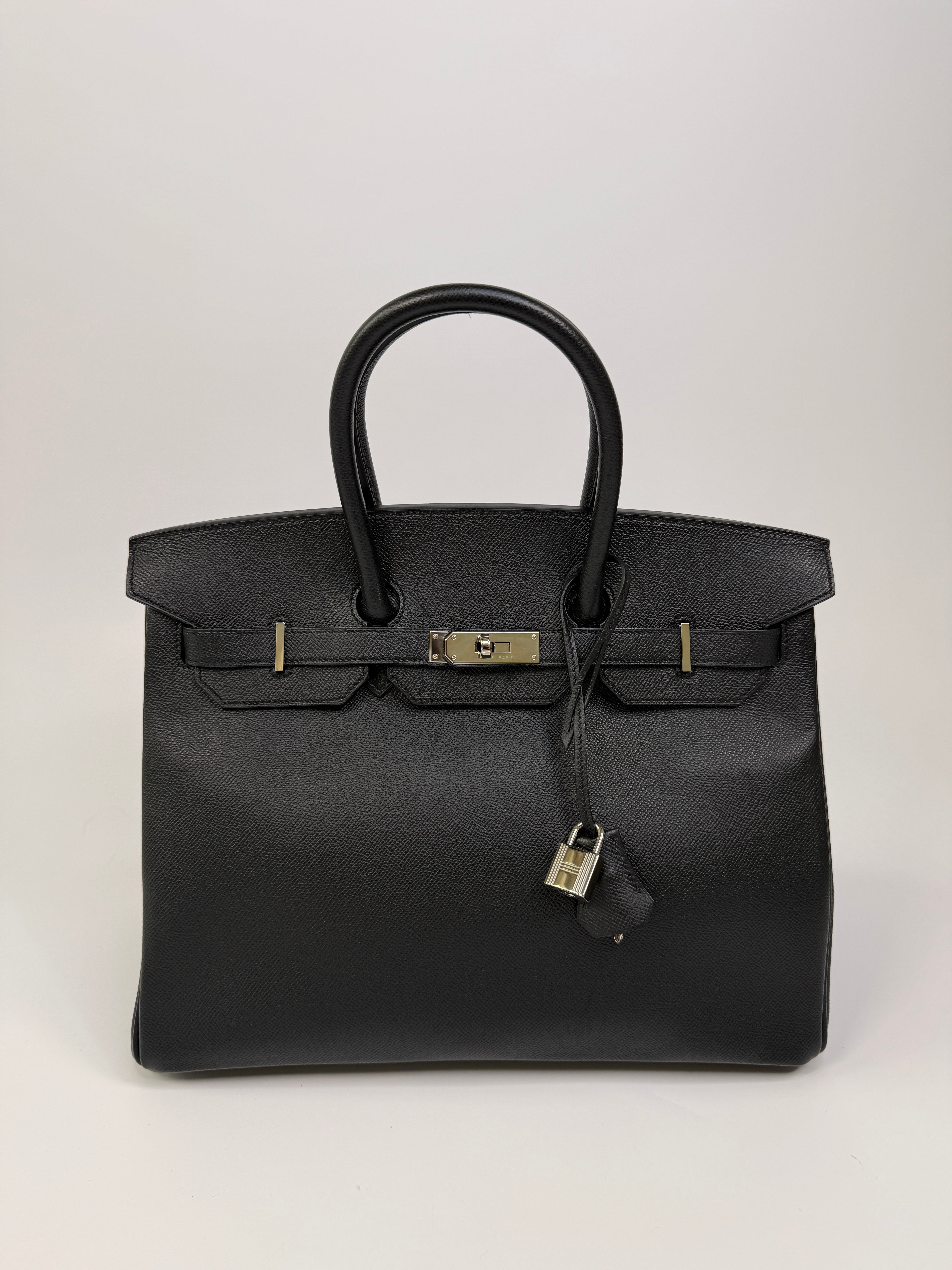 Authentic Pre Loved Hermès Birkin 35 Black Epsom Leather With Palladium Hardware Excellent Condition
