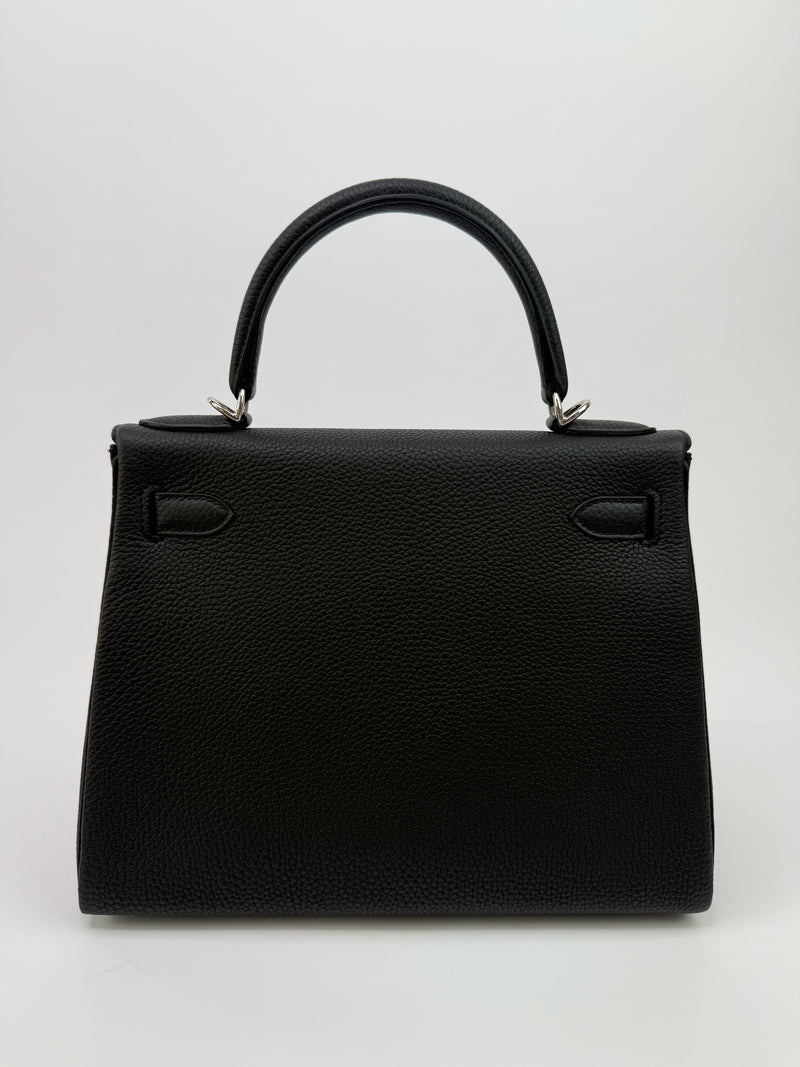 Hermès Kelly 28 Retourne Black Togo Leather With Palladium Hardware