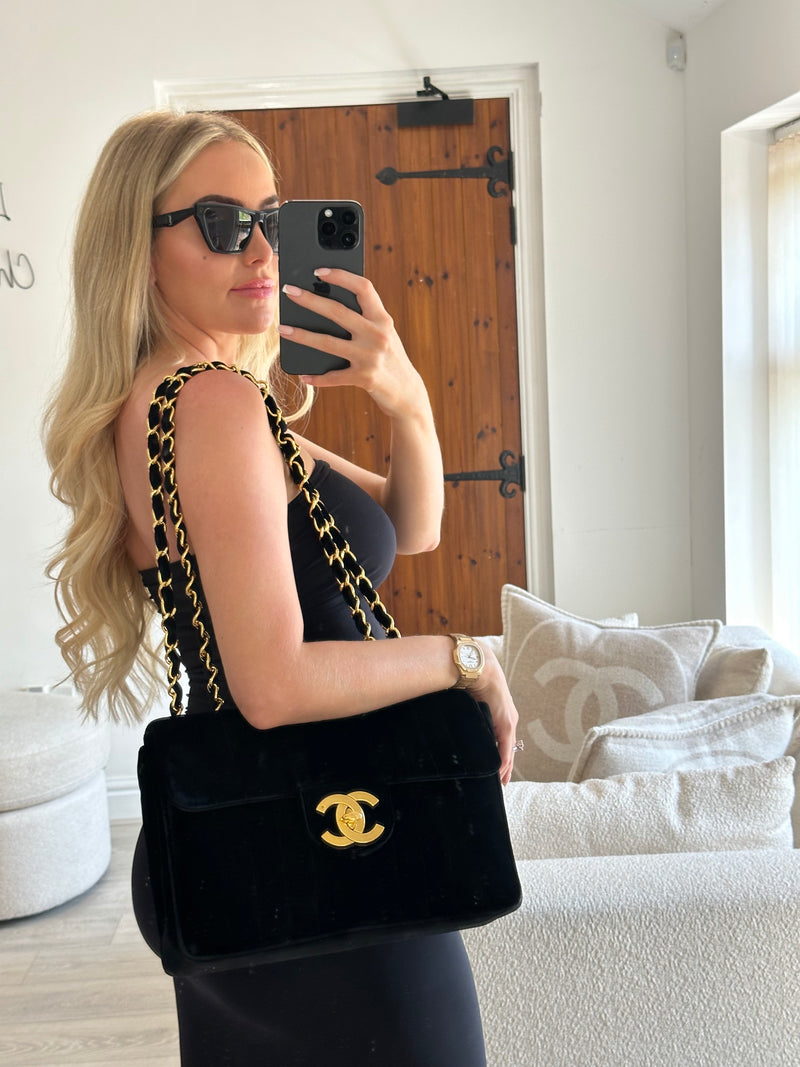 Chanel Black Velvet Handbag