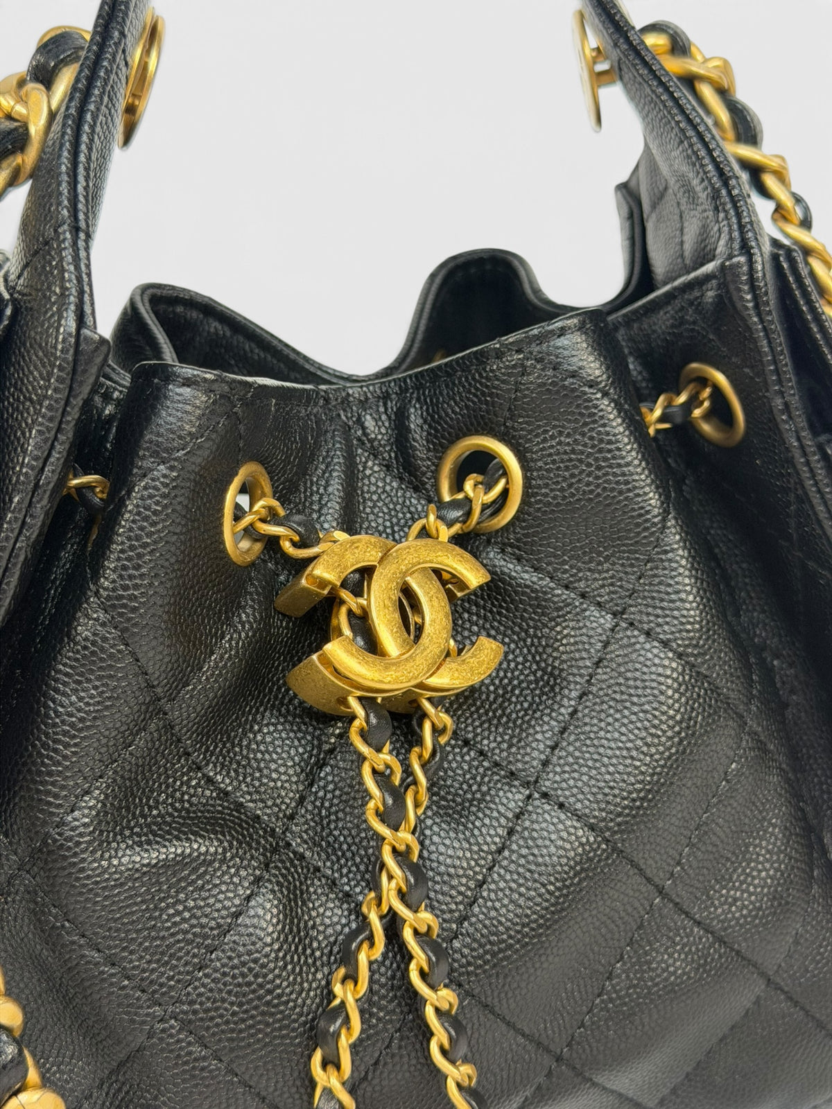 *Luxe Top Pick* Chanel 25 Micro In Black Caviar Leather With Aged Gold Hardware. 100% authentic and pre loved in excellent condition.