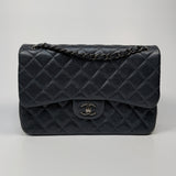 Chanel Jumbo Gunmetal Metallic Calfskin Leather With RHW