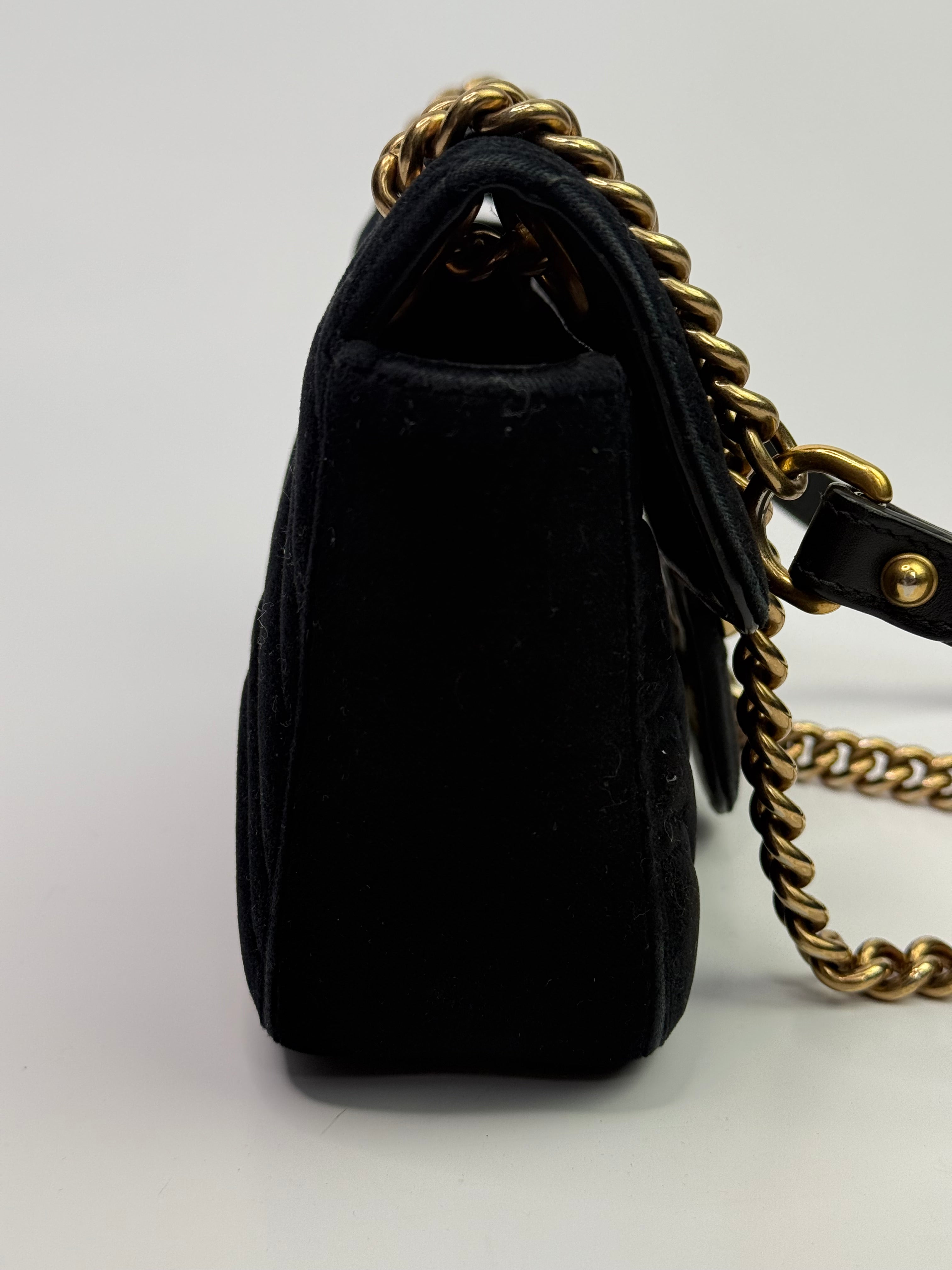 Gucci Mini Marmont Bag in Black Velvet