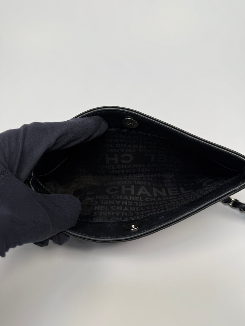 Chanel Satin Crystal Camellia Evening Bag