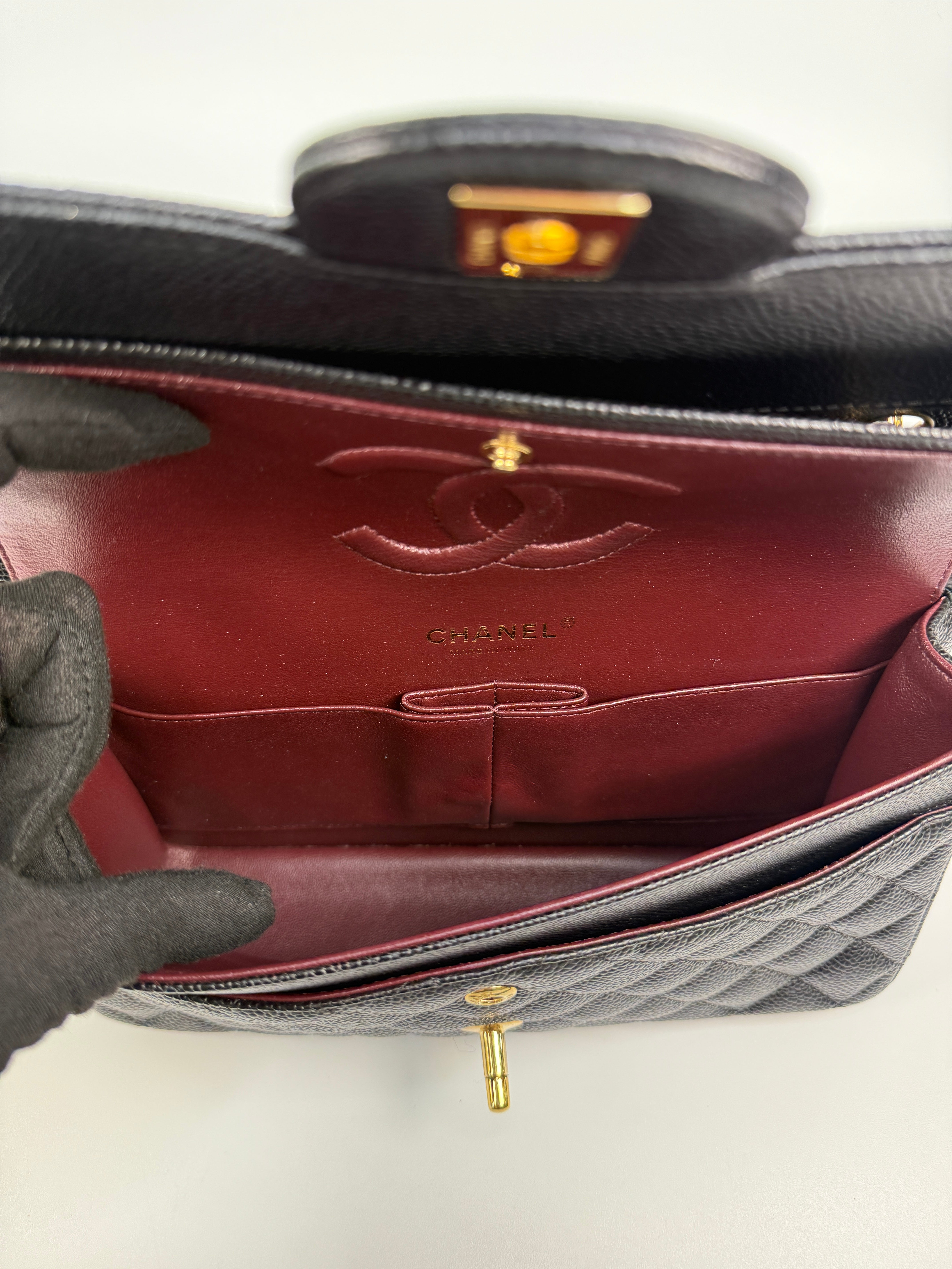 Chanel Medium Classic Double Flap In Black Caviar With Gold Hardware
Authentic Pre Loved Verified by Luxe Cheshire Trusted Designer resale
