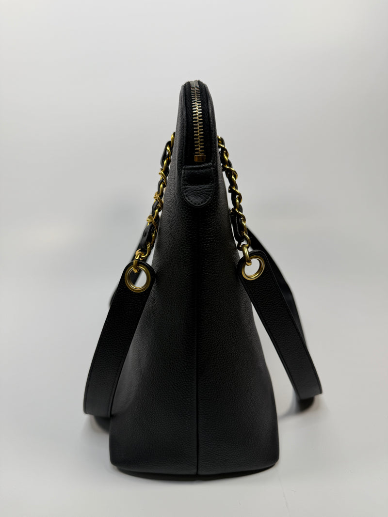 Chanel Vintage Black Caviar Tote Bag
