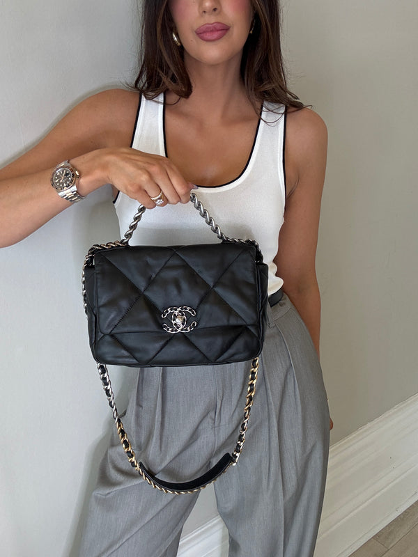 Chanel 19 Small In Black Lambskin Leather