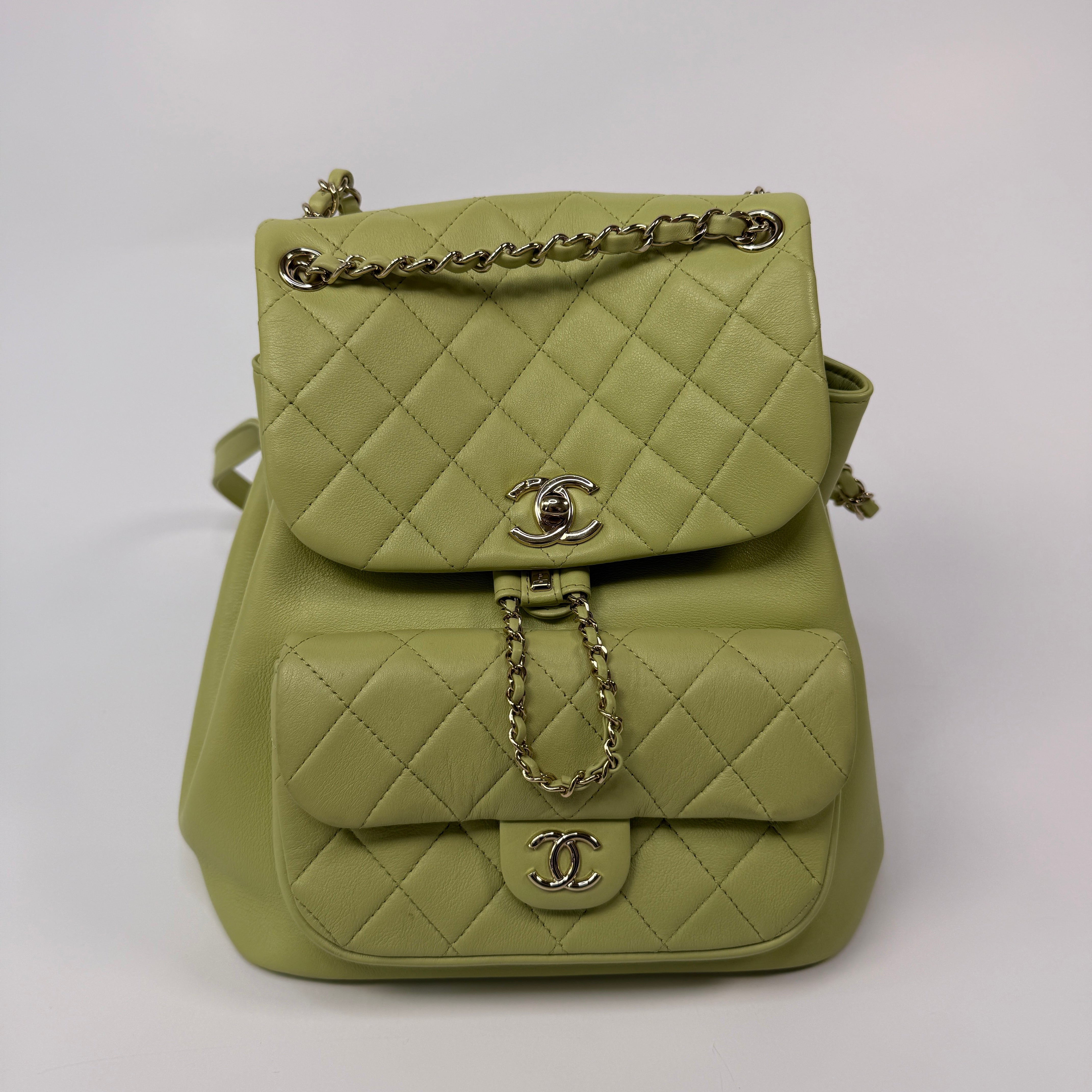 Chanel Duma Backpack In Green Calfskin Leather With Pale Gold Hardware
Pre Loved & Authentic 