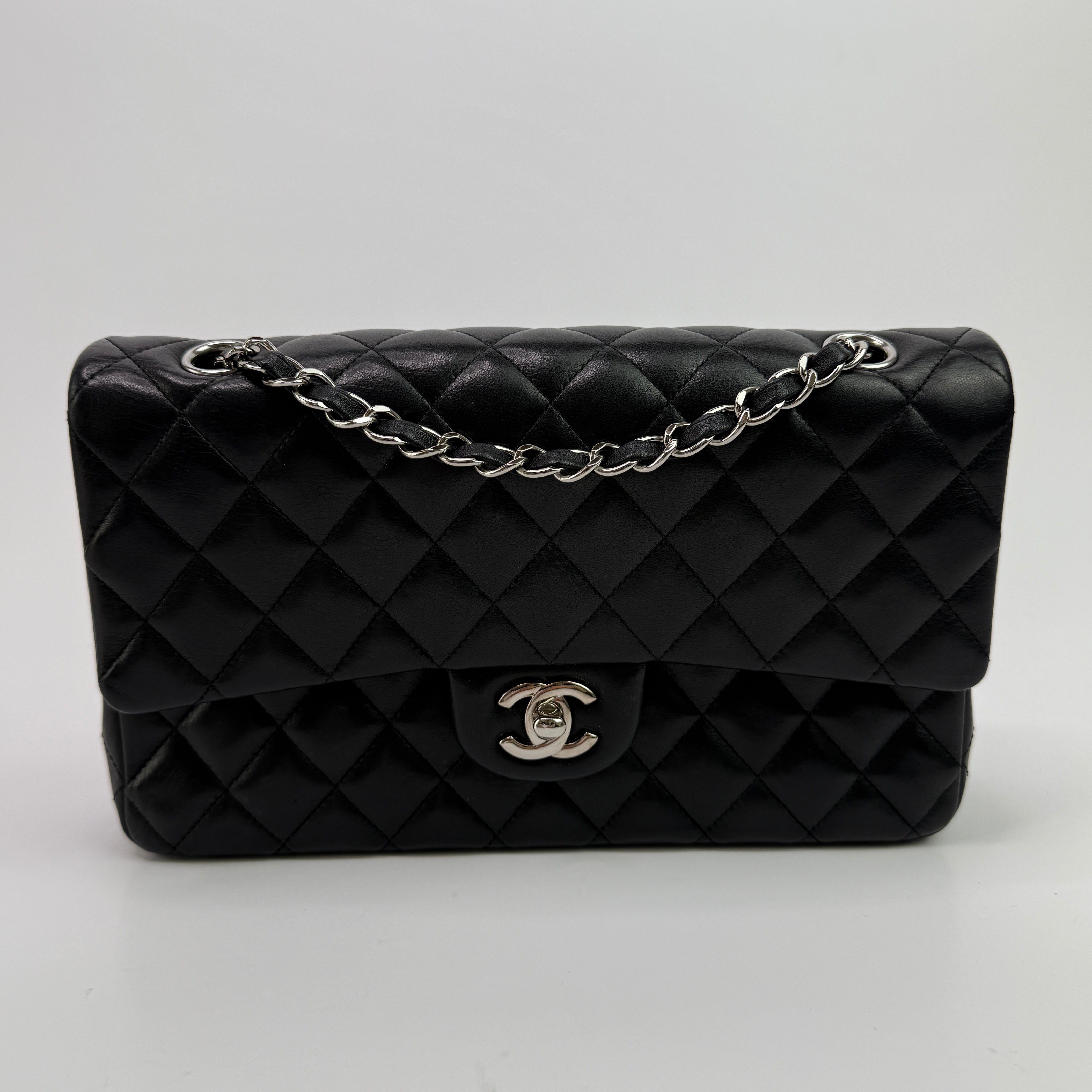 Chanel Medium Classic Double Flap Black Lambskin With SHW