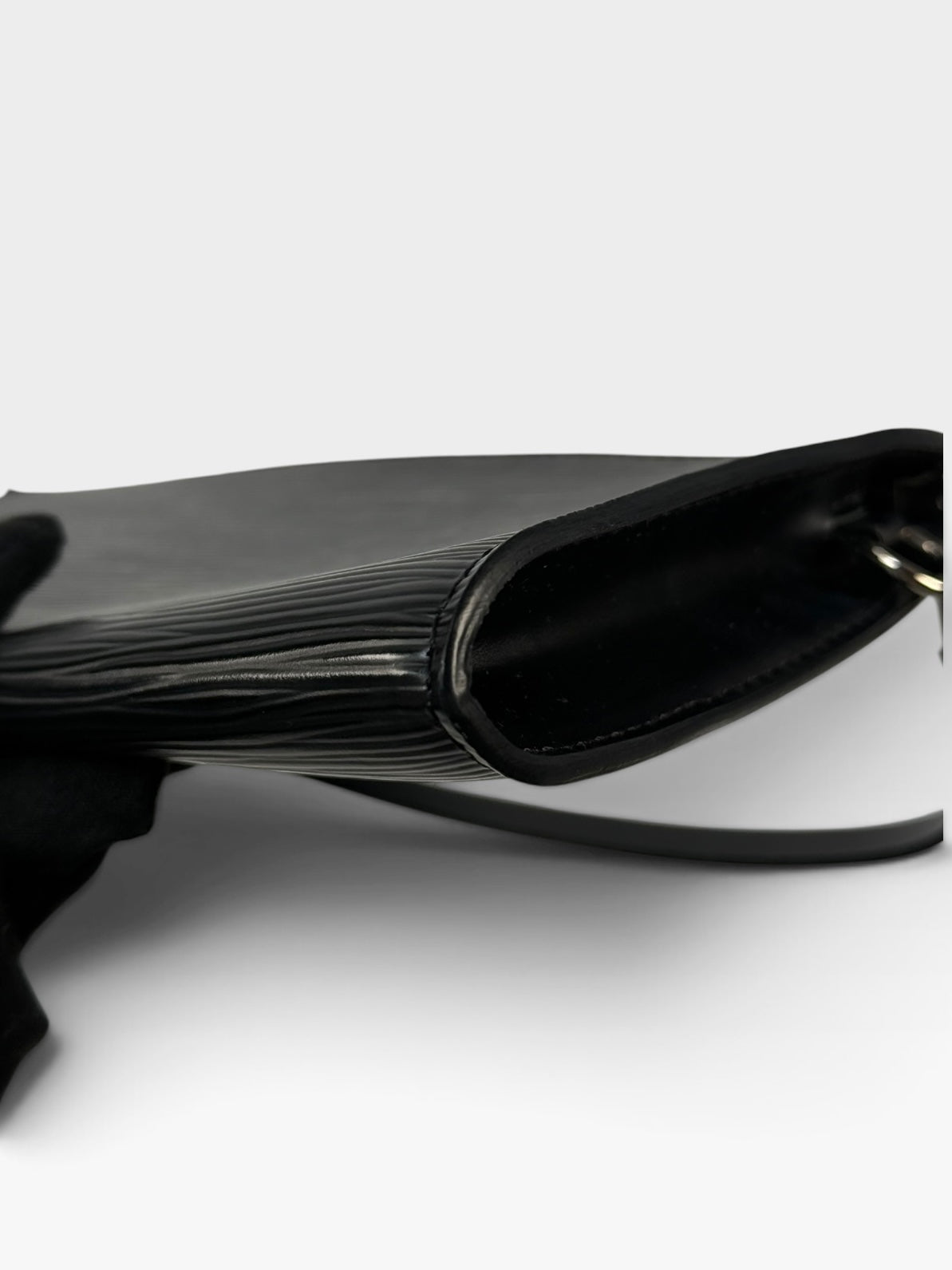 Louis Vuitton Pochette In Black Epi Leather With Silver Hardware. 100% authentic and preloved in excellent condition