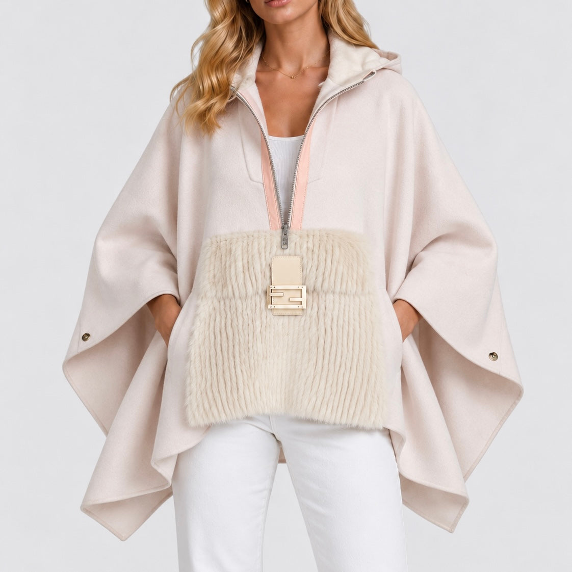 Fendi Cape In Pink Minx. 100% authentic and preloved in excellent condition
