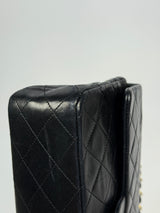 Chanel Vintage Medium Classic Double Flap Black Lambskin With 24k GHW