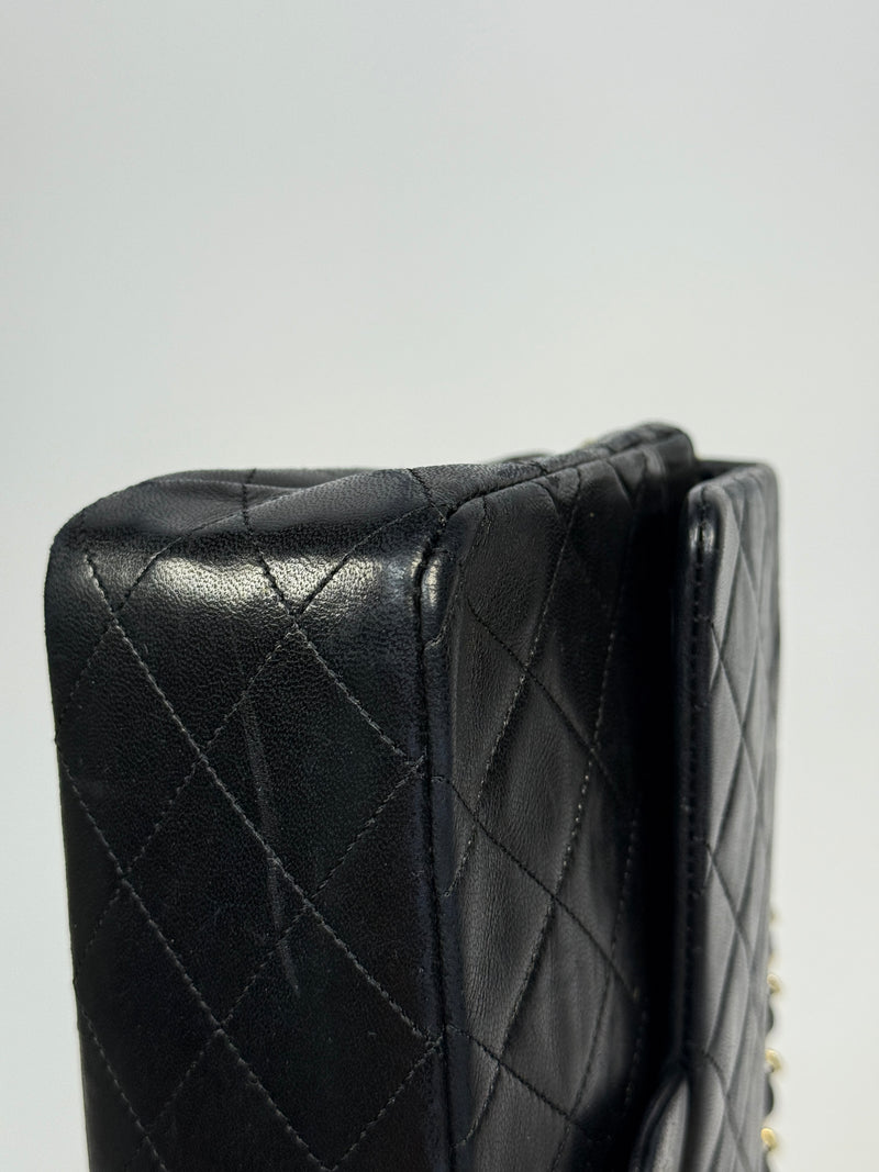 Chanel Vintage Medium Classic Double Flap Black Lambskin With 24k GHW