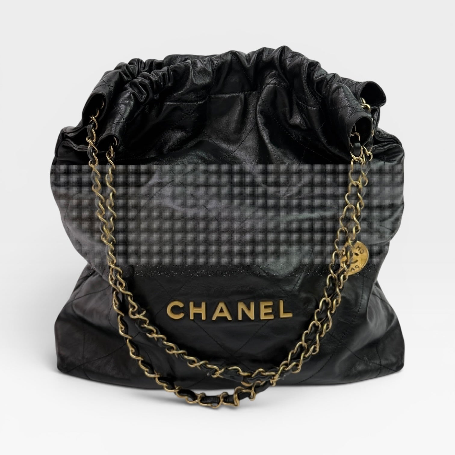 Chanel 22 Large In Black Calfskin Leather With Gold Hardware