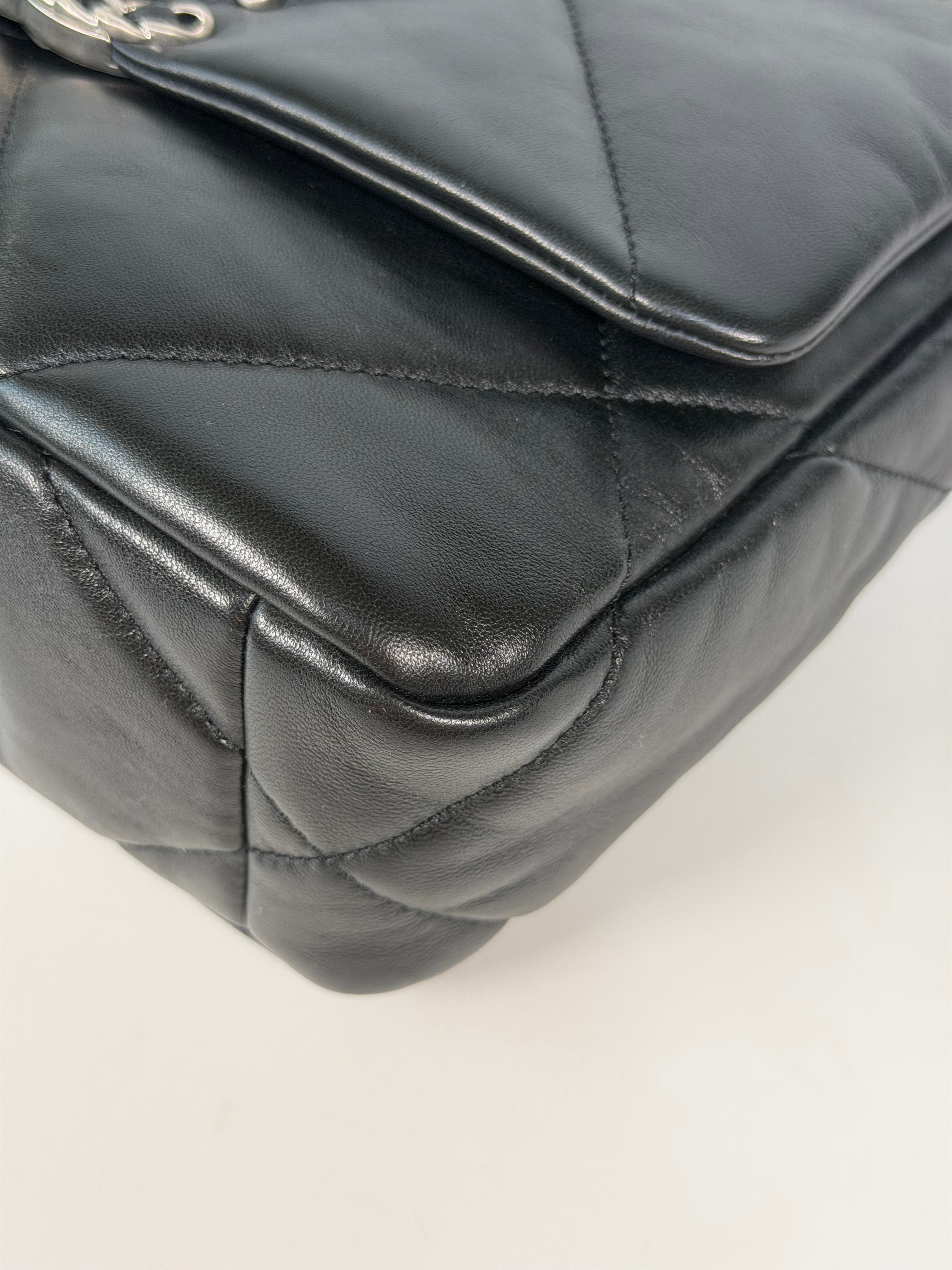 Chanel 19 Small In Black & White Leather With Mixed Hardware. Authentic and preloved in excellent condition. Verified by Luxe Cheshire.