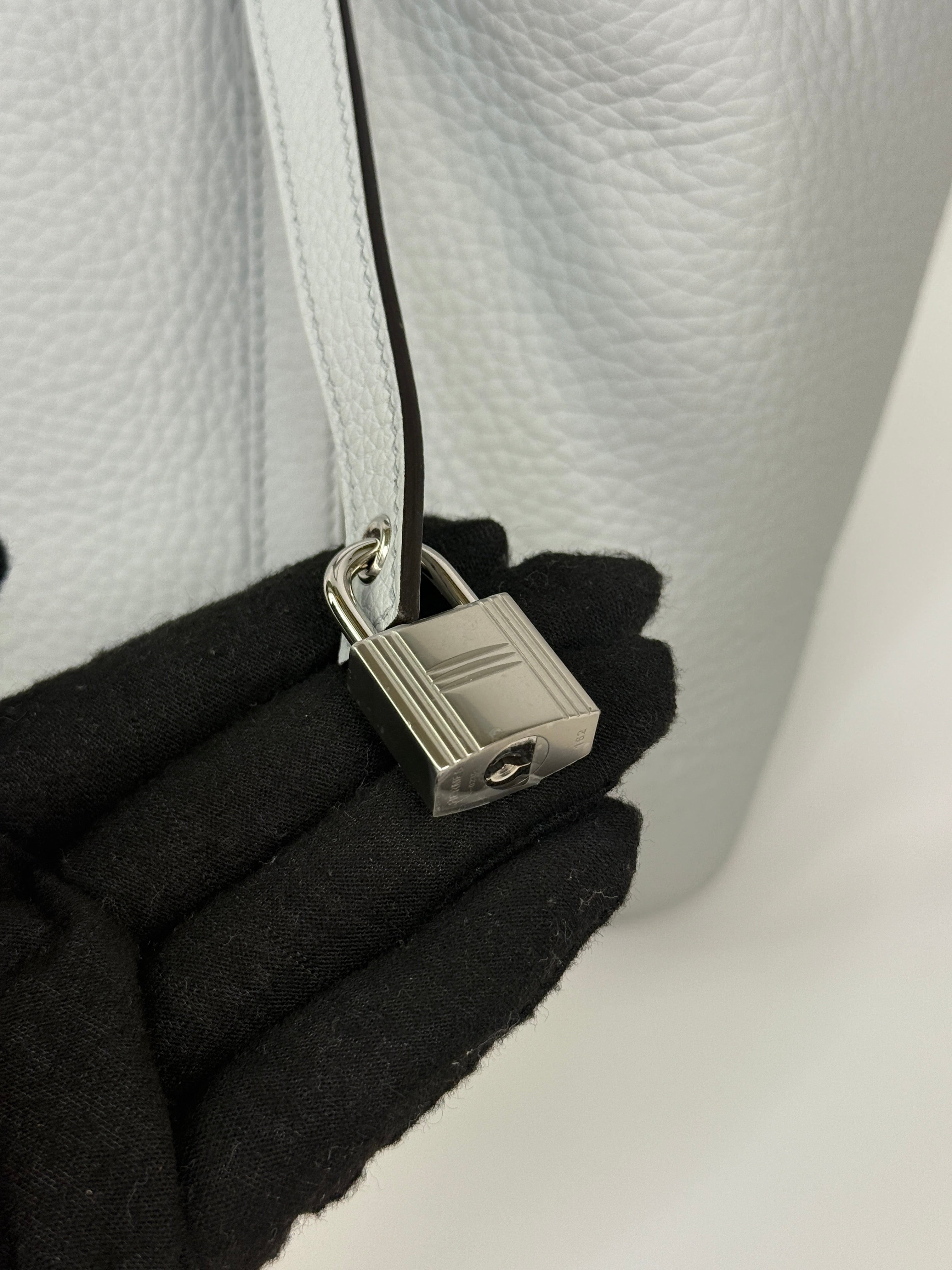 Hermès Picotin 18 In Bleu Pale Clemence Leather With Palladium Hardware