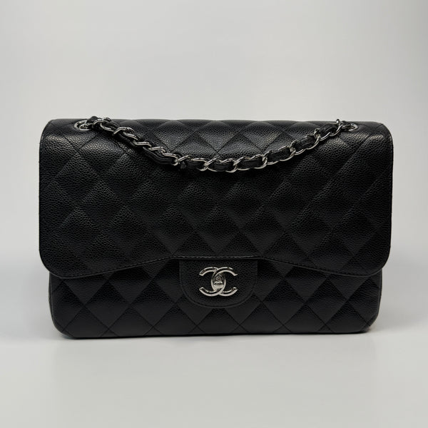 Chanel Black Caviar Leather Jumbo Classic Double Flap SHW