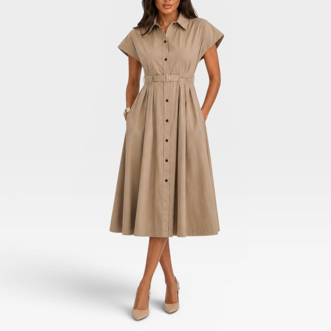 Christian Dior Dioriviera Mid-Length Belted Shirt Dress (Size 38/UK10)