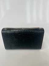 Saint Laurent Black Croc Embossed Kate Tassel Bag