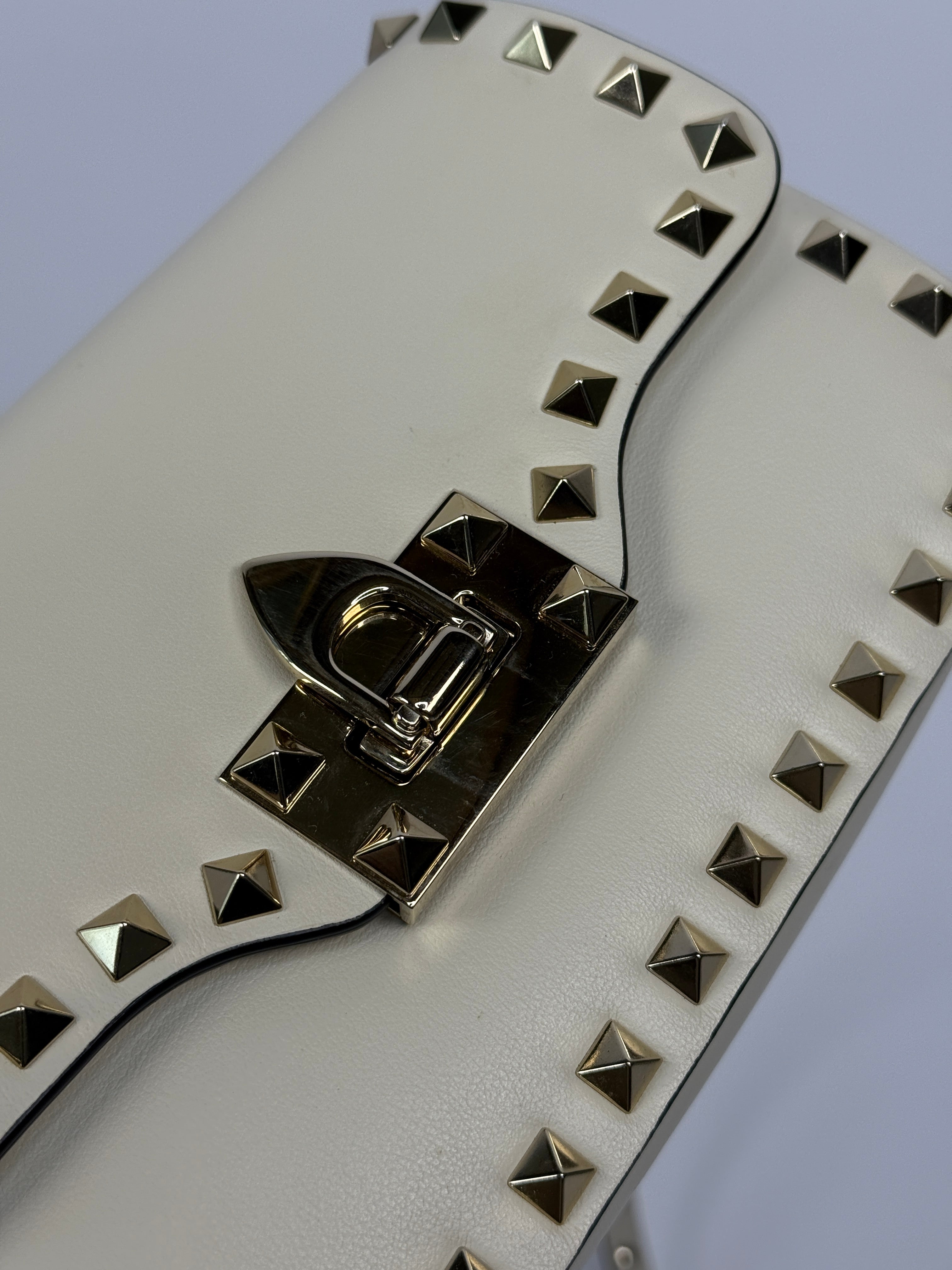 Valentino Garavani Ivory Rockstud Lock Bag