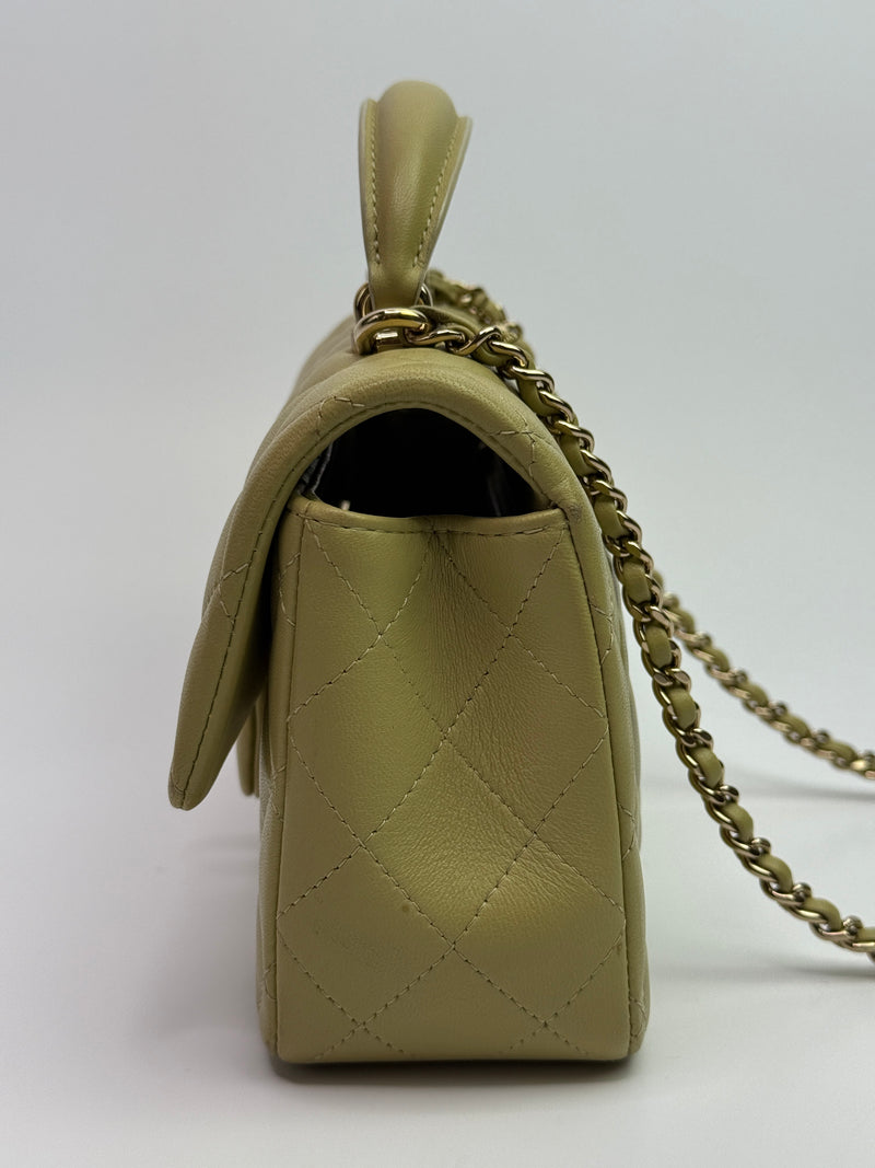 Chanel Mini Rectangle Flap Bag In Pistachio Green Lambskin With GHW