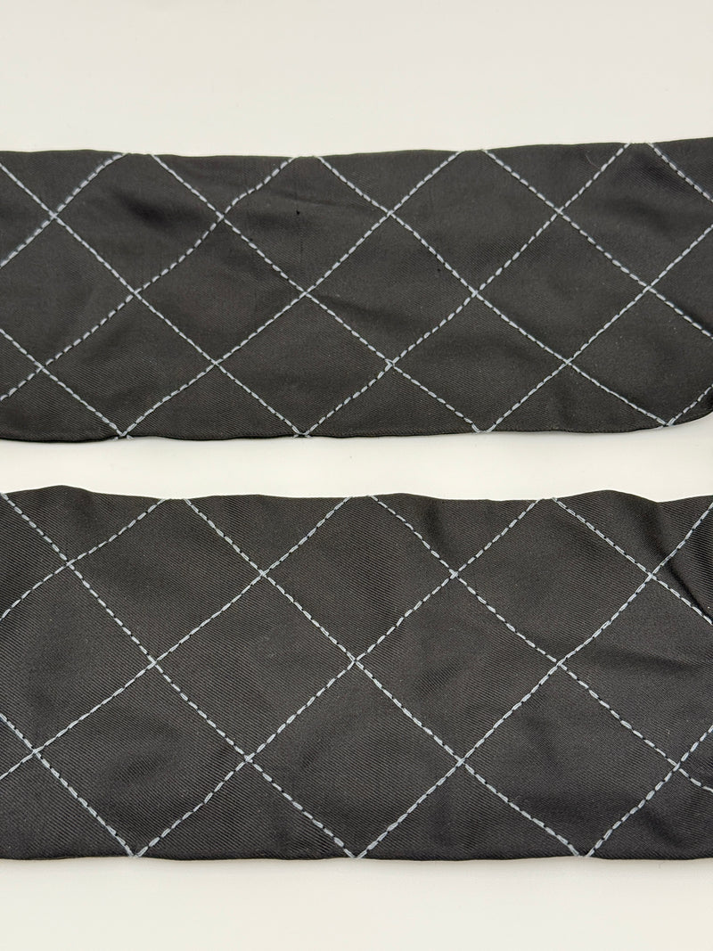 Chanel Black Silk Checked Neck Scarf