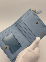 Prada Small Wallet In Pale Blue Saffiano Leather