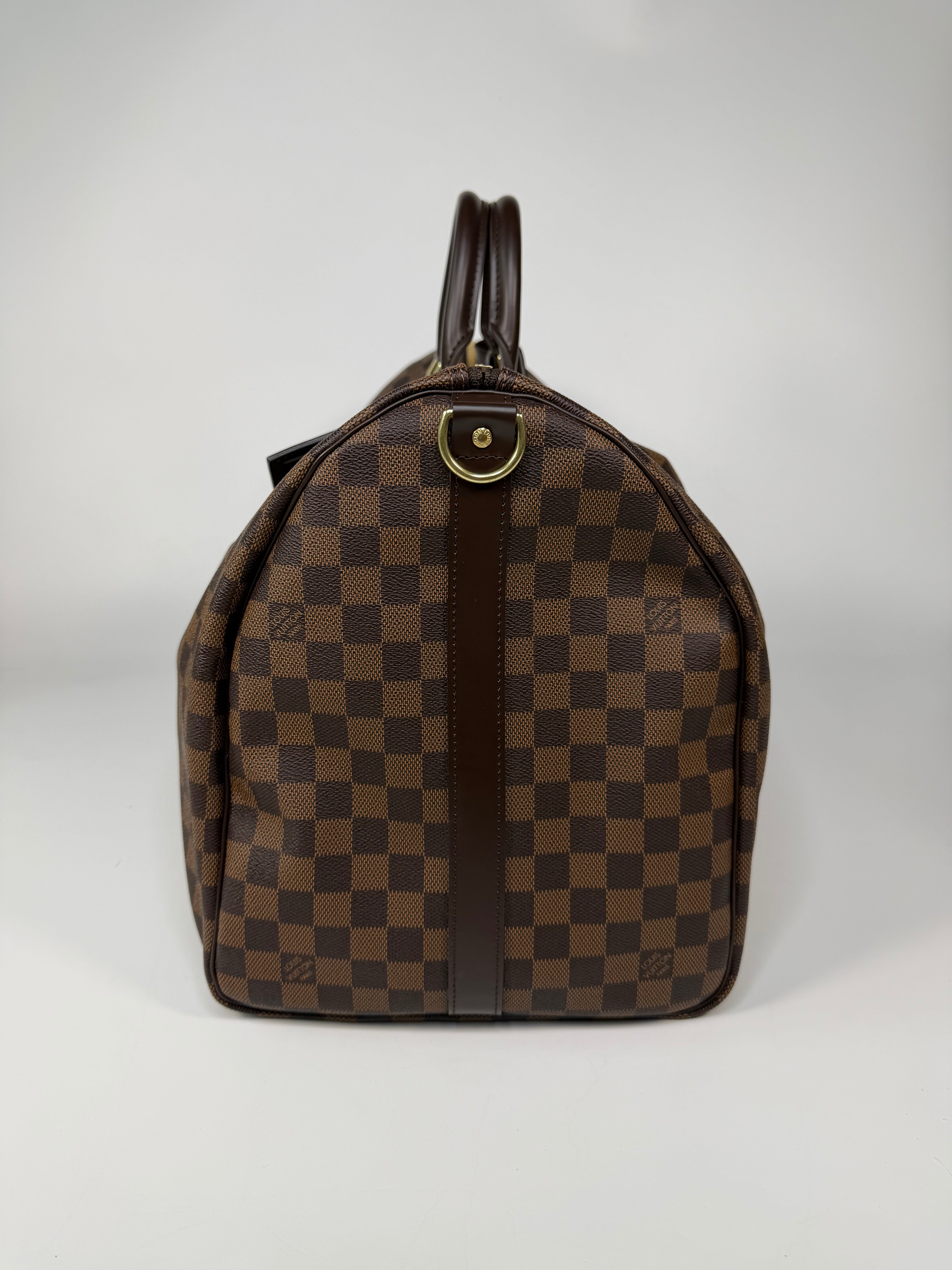 Louis Vuitton Keepall 55 In Damier Ebene Gold Hardware