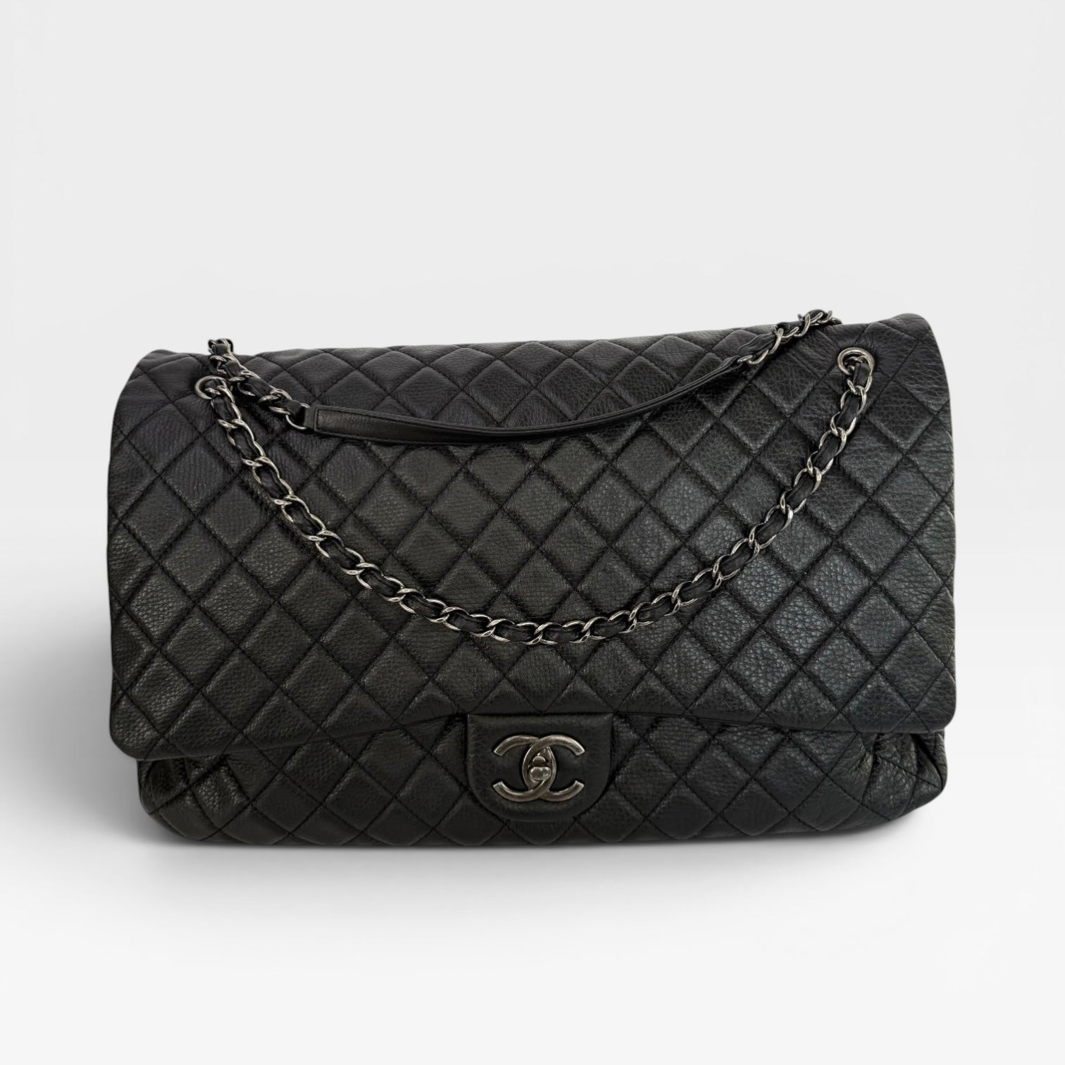 Chanel Airline XXL Classic Flap In Black Calfskin With RHW