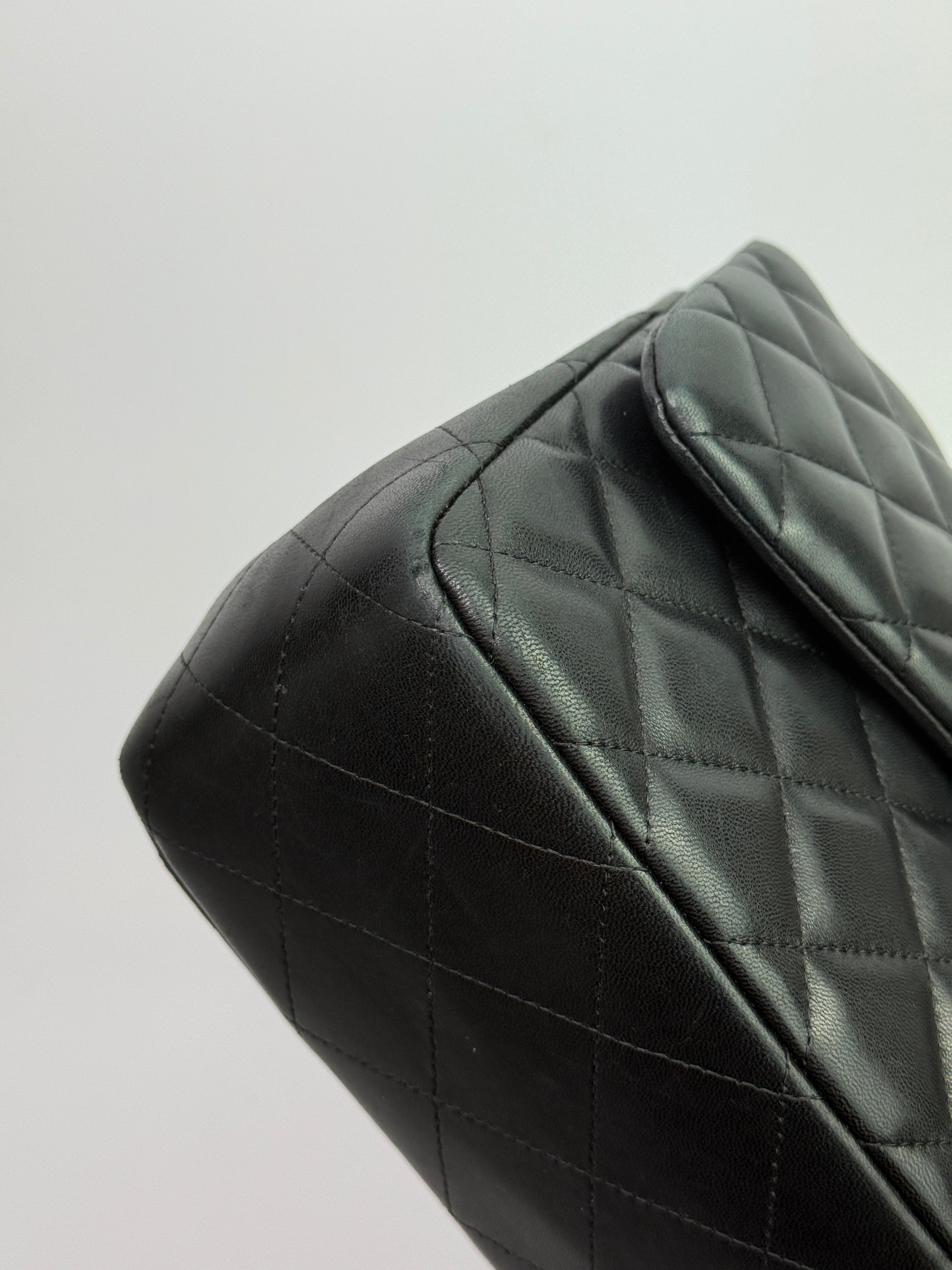 Chanel Jumbo Black Lambskin Leather With SHW