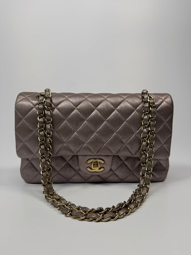Chanel Iridescent Rose Medium Classic Double Flap With GHW