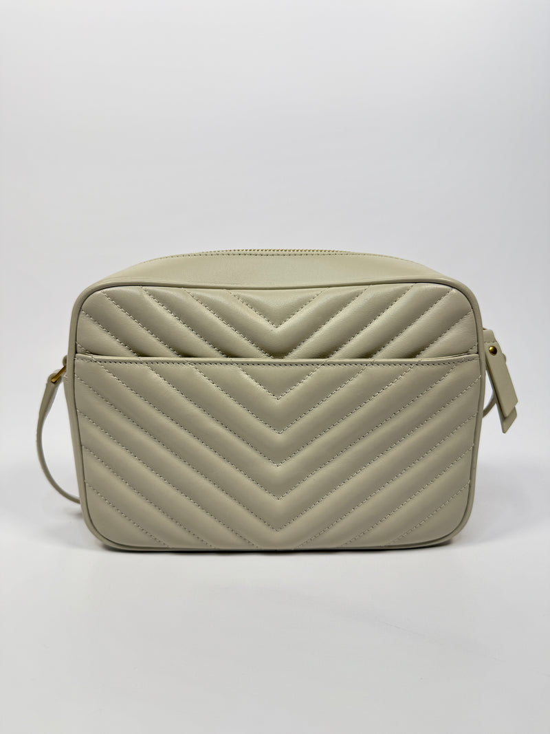 Saint Laurent Small Camera Bag In Ecru Leather