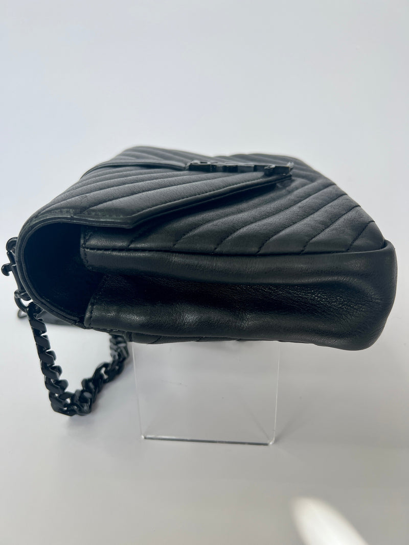 Saint Laurent Black Matelassé Leather Medium College Top Handle Bag