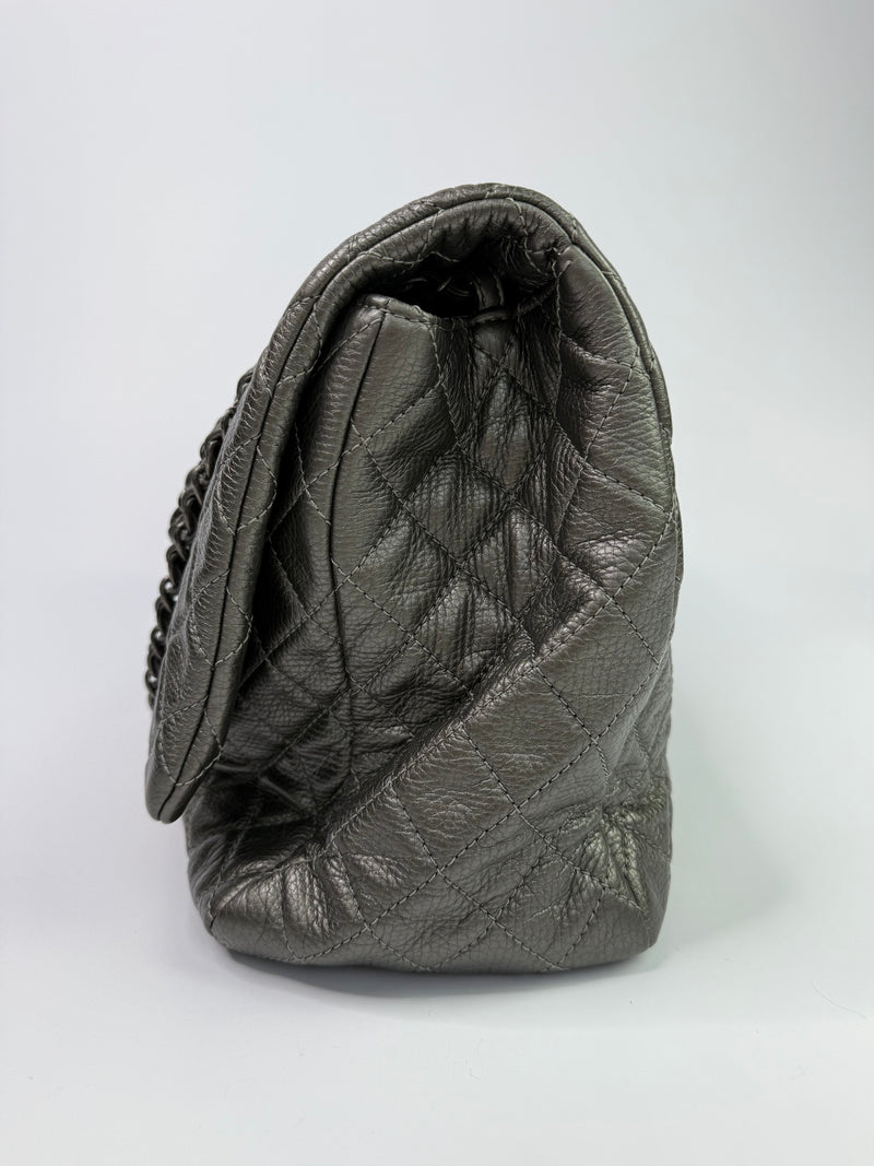 Chanel Airline XXL Classic Flap In Calfskin Leather With RHW