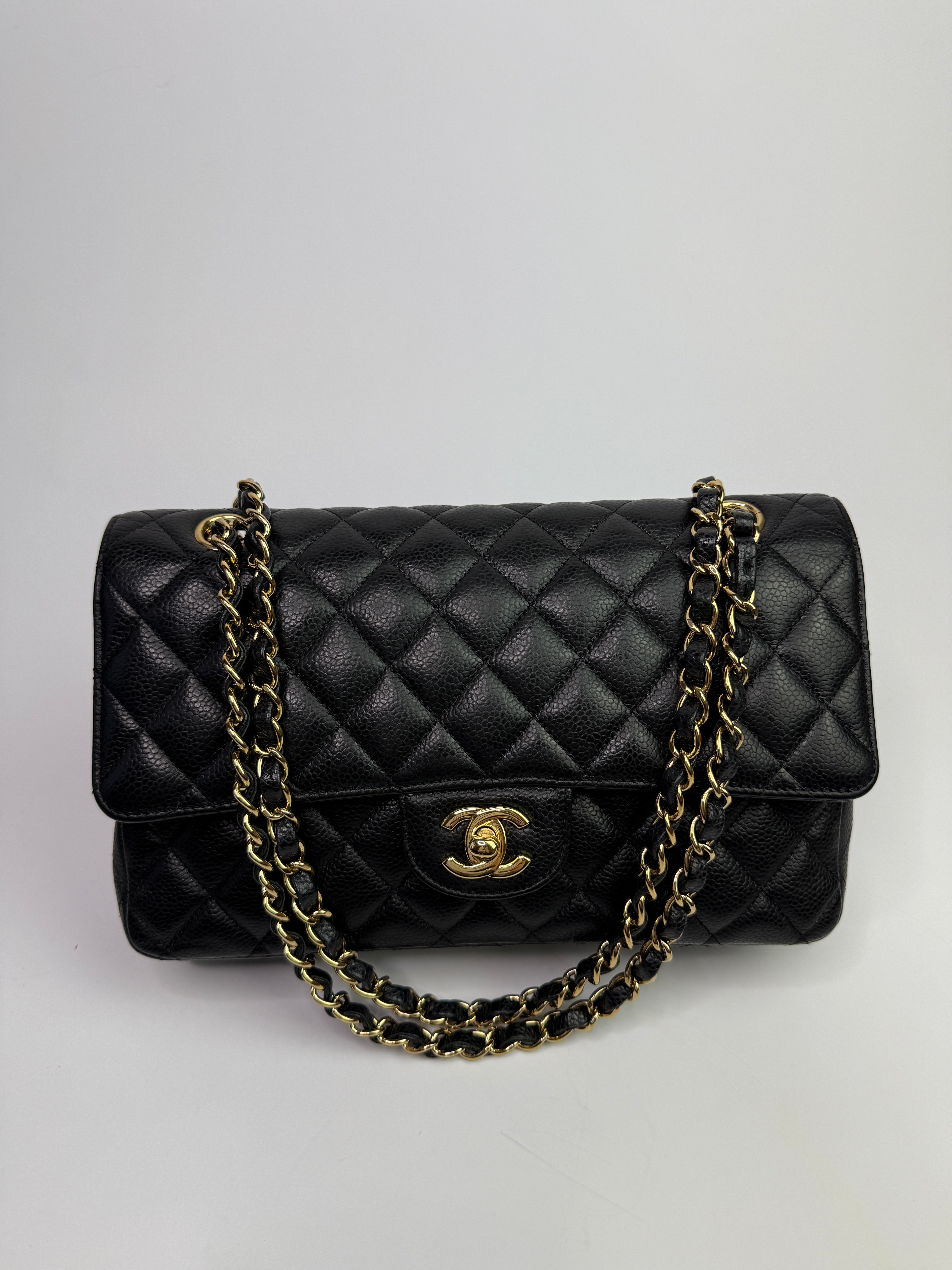 Chanel Medium Classic Double Flap Black Caviar Leather With GHW