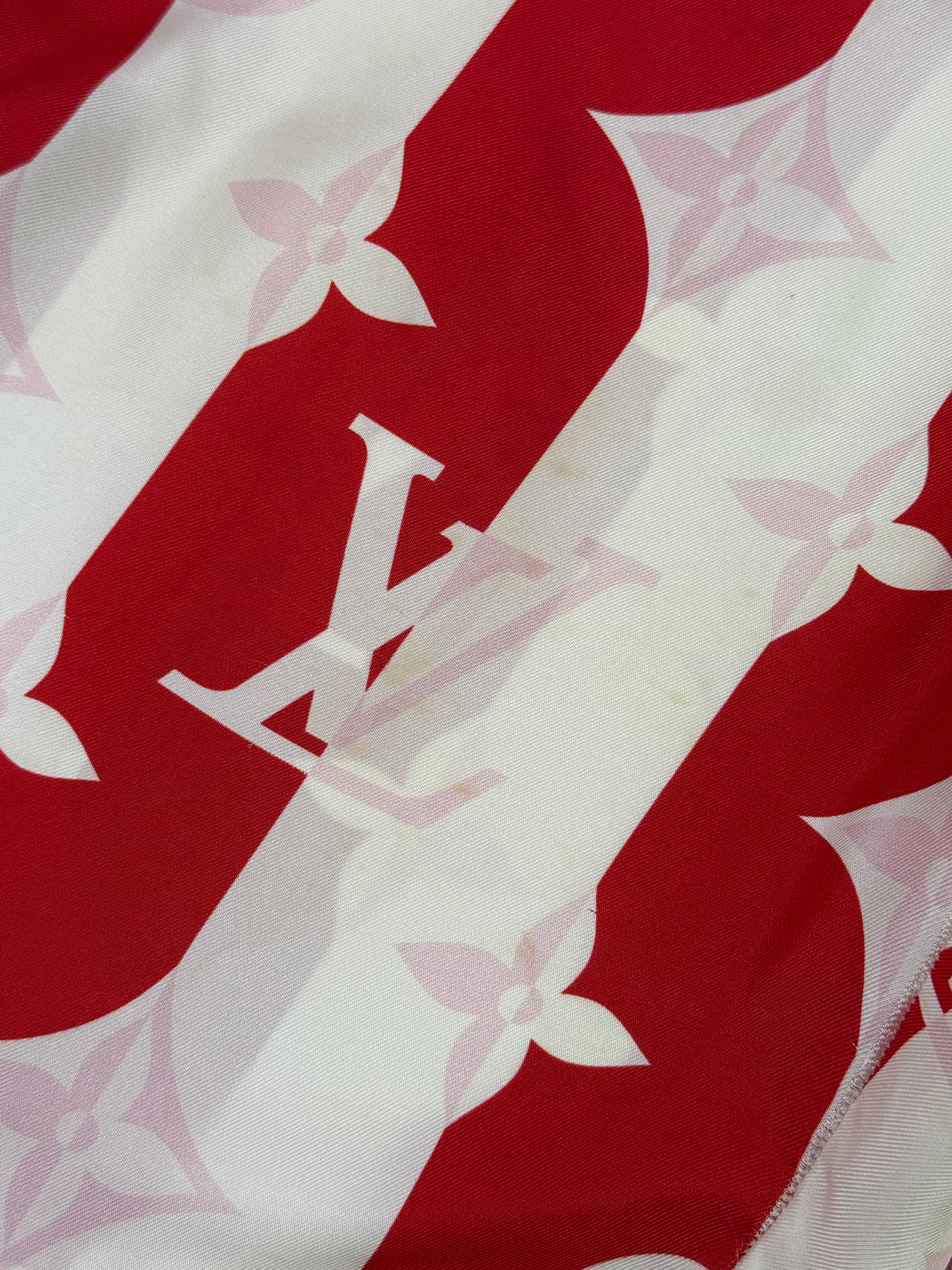 Louis Vuitton Red Monogram Silk Twill Trousers  ( Size 38/10)