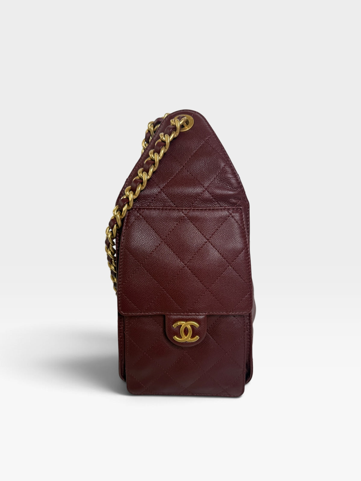 *Luxe Top Pick* Chanel 25 Small In Burgundy Caviar Leather With Gold Hardware